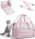 BAGSMART Cat Carrier: Soft-Sided Pet Carrier for Small Medium Cats Dogs Puppy Quilted Collapsible Puffy Travel Bag Up to 20 Lbs Pink