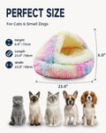 ShinHye Cat Bed Round Plush Fluffy Hooded Cave, 23×23inch