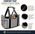 Console Dog Car Seat for Small Dogs to 15lbs (Black& White Stripes)