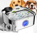 oneisall Dog Water Fountain for Large Dogs, 10L/2.6Gal Stainless Steel Automatic Dog Water Bowl Dispenser with Deeper, Wider Drinking Area, Water Window & Triple Filtration for Large Dogs & Multi-Pet