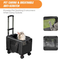 Pet Carrier with Wheels - Soft-Side Wheeled Cat Carrier for Dogs with Telescopic Handle, Collapsible Rolling Pet Travel 