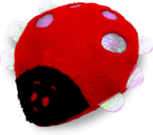 Pounce & Purr® Plush Cat Toys, Catnip & Silvervine Infused, Shiny Iridescent Accents, Interactive Play Toys for Cats & Kittens (Ladybug)