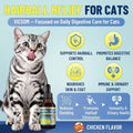 VICSOM Hairball Treatment for Cats, Cat Hairball Remedy for Cats Natural Eliminate and Prevent Hairball, Furball Control, Skin & Coat Care, Digestive Immune & Urinary Support, 60ml with Psyllium Husk