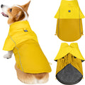 LOWRIDER Dog Raincoat- Adjustable Waterproof, Windproof, and Lightweight All Weather Rain Jacket and Poncho with Reflective Stripes, Yellow (Medium)