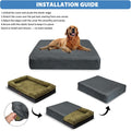 TOPHMDECOR Dog Bed Cover Waterproof, Non-Slip Rectangular Pet Bed Protector for Dogs & Cats, Removable Washable Bed Sheet Replacement,44"x35"x8",Gray,1Pc,Cover Only