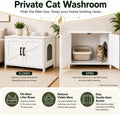 Homhedy Cat Litter Box Enclosure, Wooden Cat Washroom Furniture with Barn Door, Pet House, Fit Most of Litter Box, White
