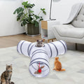 Deofun Cat Tunnel Tube Toys, Tunnels for Indoor Cats, 3 Way Colorful White Gray Collapsible Interactive Toy with Balls for Rabbits, Kittens, Ferrets, Puppy