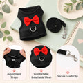 Black Rabbit Harness and Leash Set with Cute Bow for Small Pets