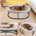 Zoratoo Elevated Cat Hammock Bed for Indoor Cats, Fluffy Warm Cuddle Cats Bed with Detachable Pad Bed Cover, Portable Pet Bed Raised Cuddler for Sleeping Kittens, Small Dog, Oval Cat Hammock Grey