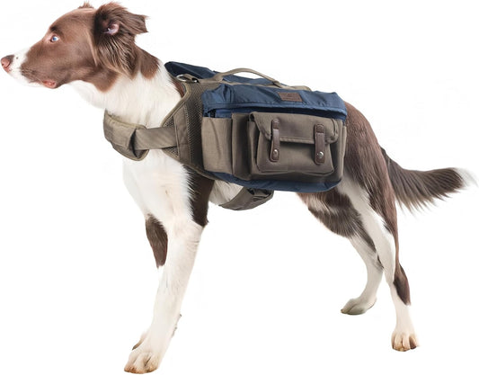Dog Hiking Backpack Harness for Medium & Large Dogs – Durable Saddle Bag with Handle, Large Storage Compartments & Adjus