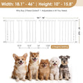 10''-15.8'' Height Adjustable Dog Gate, Extra Wide 18.1"-46" All Metal Short Dog Gate to Step Over, Pressure Mount Small