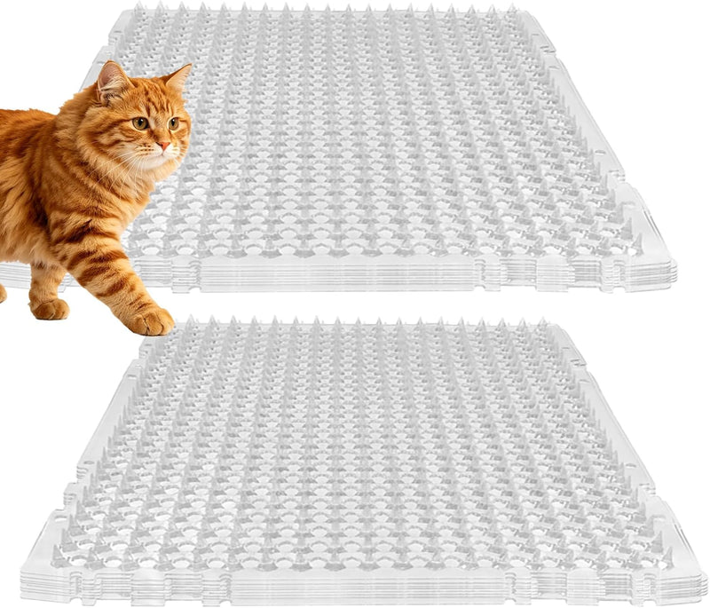 24 Pcs Cat Repellent Outdoor Indoor Mat, Clear Plastic Spiked Deterrent, 16 x 13 Inch, for Household Surfaces Garden and
