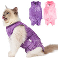 2Pack Cat Surgery Recovery Suit Female,Cat Onesie for Cat After Surgery Female,Kitten Spay Surgical Recovery Suit Stop Licking Abdominal Wound,Pink&Purple M