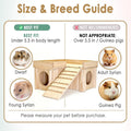Wooden Hamster Hideout House with Platform, Bowl & Ladder