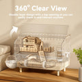 9 in 1 Acrylic Hamster Cage, Clear Dwarf Hamster Cage, with Tubes and All Accessories, 2-Tier Mouse Habitat, Easy to Cle