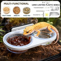 Magnetic Reptile Feeding Ledge with 2 Pack Plastic Bowls Food Feeder Water Dish for Crested Gecko Dwarf Hamster (Gray(Pa