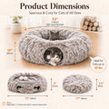 LUCKITTY Warm Fluffy Plush Cat Tunnel Bed Under Christmas Tree Big Tube Playground Toys 3 FT Diameter Longer Crinkle Collapsible 3 Way, for Indoor Cat Kitty Kitten Puppy Rabbit Ferret Brown