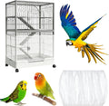 2PCS Adjustable Bird Cage Seed Catcher Feather Catcher - Large Airy Gauze Bird Cage Cover - Stretchy Nylon Mesh Skirt Gu