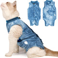 Cat Recovery Suit for Male and Female Surgical Post Surgery Soft Cone Onesie Tie Dye Cats Shirt Clothes Neuter Licking P