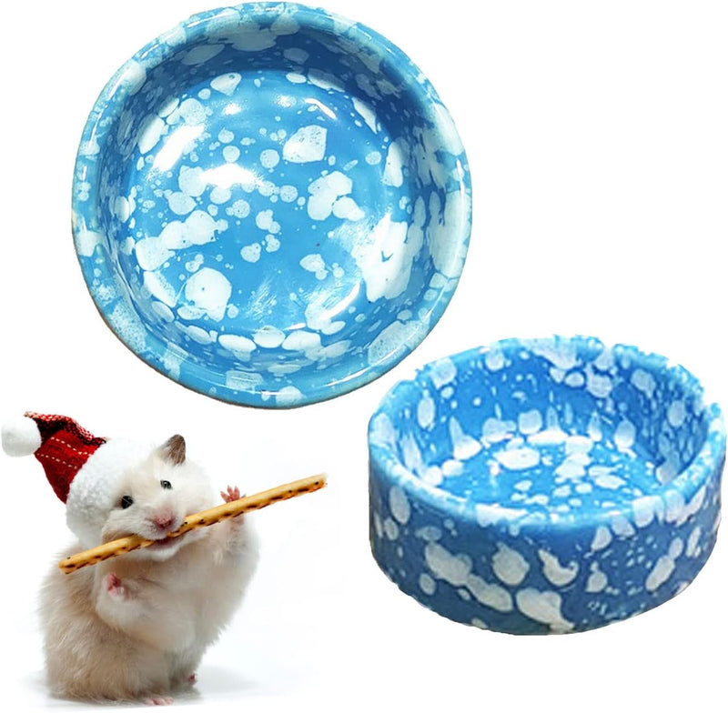 kathson 2 Pcs Hamster Food Bowl Guinea Pig Ceramic Water Bowl Small Animal Feeding Dish for Dwarf Hamster Gerbil Syrian 