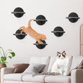 Cat Wall Shelves Furniture Set of 6, Wooden Cat Steps for with Scratching Pad, Sturdy Floating Climber Ladder Stairs, Ca