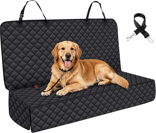 JSTHT Dog Car Seat Cover for Back Seat Waterproof Bench Seat Cover Protector Nonslip Durable Soft Pet Dog Back Seat Cover for Car, Truck, & SUV (Black)