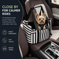 Console Dog Car Seat for Small Dogs to 15lbs (Black& White Stripes)