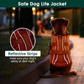 Kuoser Dog Life Jacket, High Flotation Reflective Dog Life Vest, Orange, L