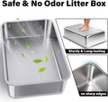 Stainless Steel Litter Box Kitten,Metal Cat Litter Box Low Entry,4" H