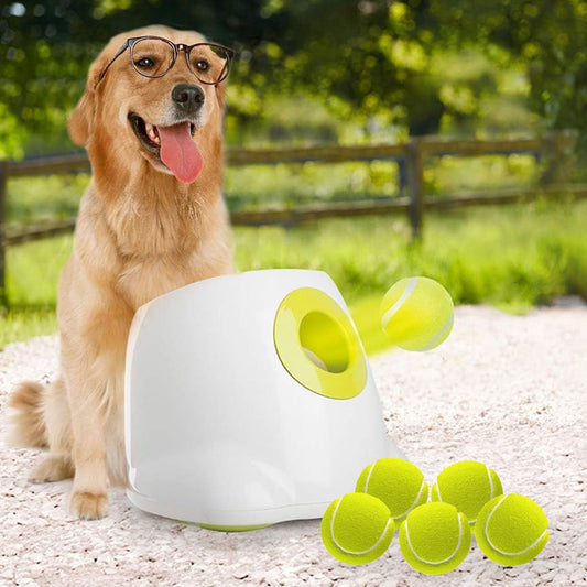 ALL FOR PAWS Automatic Dog Ball Launcher for Medium to Large Dogs, Interactive Tennis Ball Thrower, Rechargeable Dog Toy