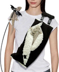 Adjustable Fluffy Bearded Dragon Sling Carrier Bag, Reptile Carrier with Leash Harness Lizard Cage Accessories for Small
