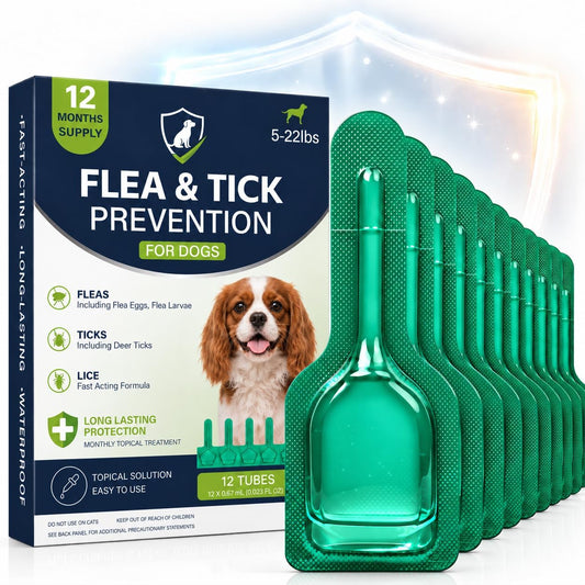 Dog Flea & Tick, Waterproof Topical Preventative for Small Dogs & Puppies