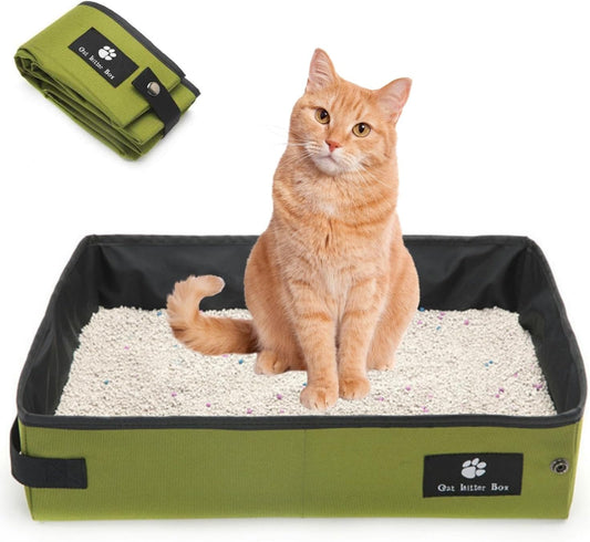 Portable Foldable Cat Litter Box - Waterproof, Leak-Proof for Outdoor Camping, Hotel Stays, Road Trips - Travel Essentia