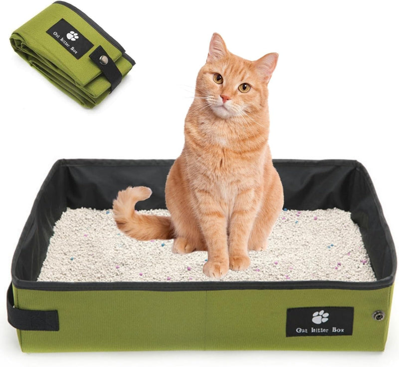 Portable Foldable Cat Litter Box - Waterproof, Leak-Proof for Outdoor Camping, Hotel Stays, Road Trips - Travel Essentia