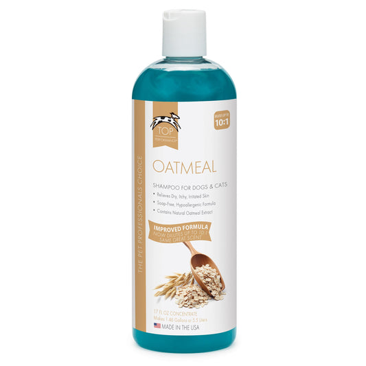 Top Performance Oatmeal Dog Shampoo and Cat Shampoo, 17 Oz. – Provides Remedy for Dry, Irritated and Itchy Skin on Pets