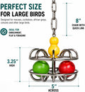 Bird Toys for Large Birds (Impossiball) Stainless Steel Foraging Treat Dispenser for Macaws, Cockatoos, Parakeets & Parr