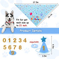 Yicostar Dog Birthday Party Supplies, Dog Birthday Bandana Set, Dog Boy Girl Birthday Party Hat with Numbers for Large Medium Small Dogs Pet (Blue)