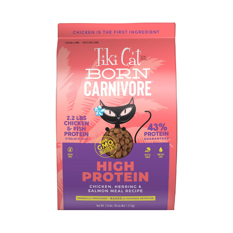Tiki Cat Born Carnivore High Protein Dry Cat Food, Chicken, Herring & Salmon Meal, 2.8 lbs. Bag