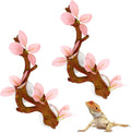 kathson 2 PCS Reptile Corner Branch, Lizard Climb Branches Decor Terrarium Plant Decoration with Suction Cup Reptile Tan