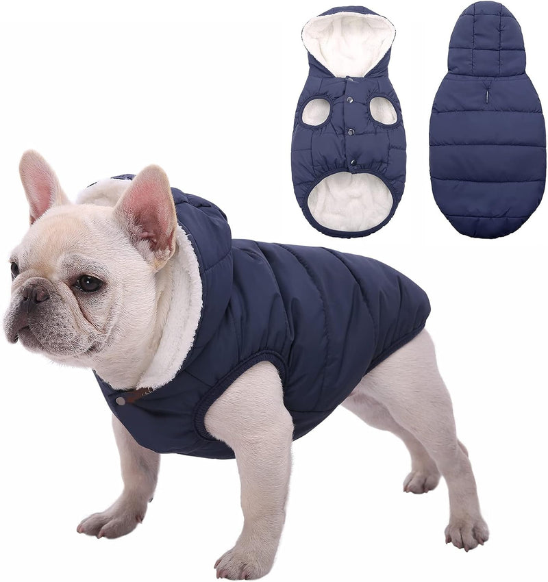 SAWMONG Dog Winter Coat,Warm Fleece Lined Dog Jacket with Leash Hole & Hood