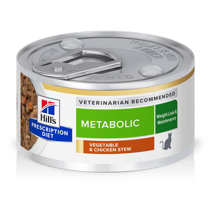 Hill's Prescription Diet Metabolic Weight Management Wet Cat Food, Vegetable & Chicken Stew, 2.9 oz. Cans, 24-Pack