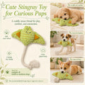 Manta Ray Dog Toy with Rope Tail, Plush Ocean Dog Toy for Small and Medium Dogs, Interactive Toss and Chew Pet Toy，Corn 