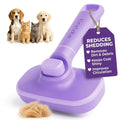 Hertzko Self Cleaning Slicker Brush for Dogs and Cats - Pet Hair Brush for Shedding Long and Short Hair - Easy Clean Retractable Bristles - Cat and Dog Grooming Tool - Purple