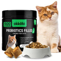 Probiotics for Cats Chews 500PCs - Digestive, Gut Health & Diarrhea Support - Probiotic Chews for Feline - Crunchy & Creamy with Cat Probiotics, Enzymes & Natural Ingredients - Salmon