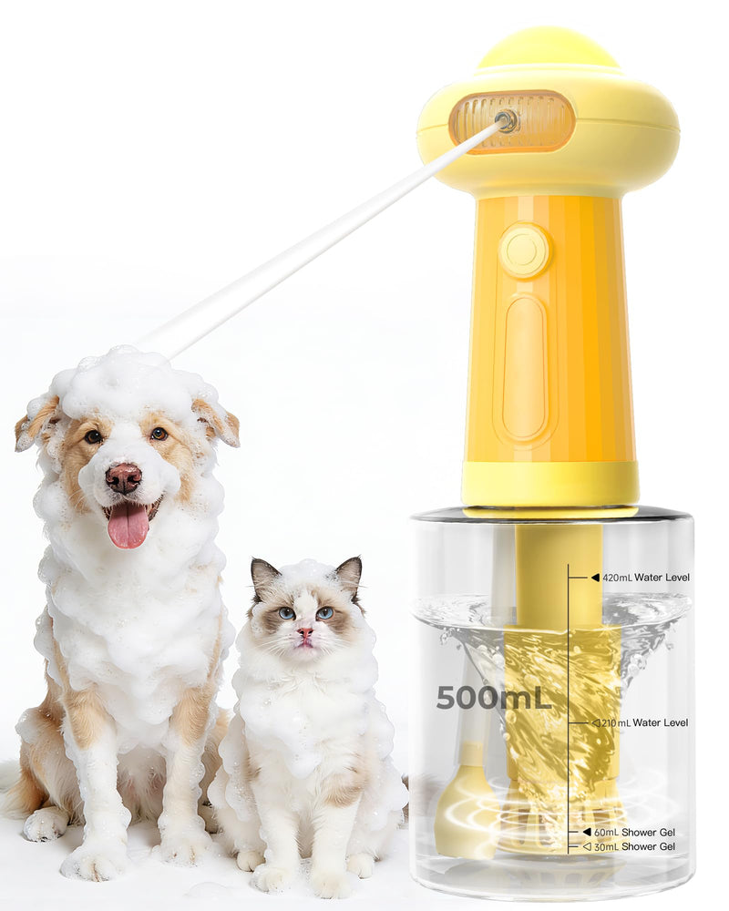 Electric Dog Shampoo Dispenser with Auto Mixing, Magnetic Charging Dog Shampoo Foamer, 500ml Pet Shampoo Sprayer with LED Indicator & Silicone Grip, IPX7 Waterproof Dog Soap Dispenser