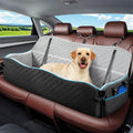 Tivray Large Dog Car Seat, Dog Car Bed for Large Dogs Under 120lbs, Pet Booster Seat with Thick Cushion and 2 Safety Leashes, Detachable & Washable Pet Bed for Backseat, Black & Gray