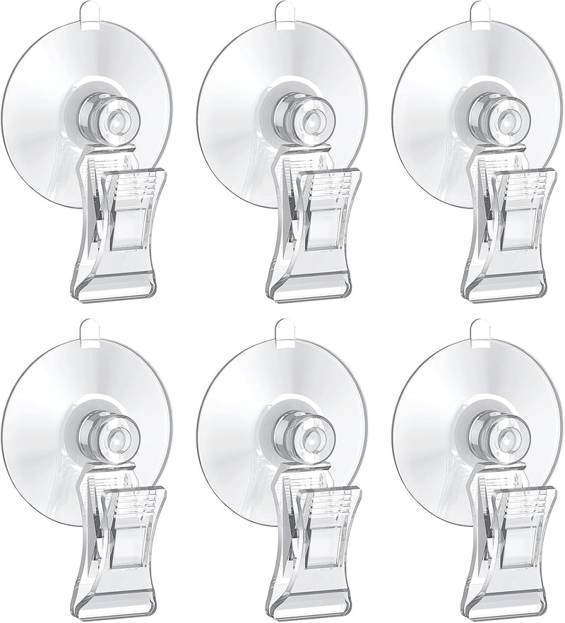 Pawfly 6 Pcs Aquarium Suction Cups with Clips, Aquarium Suction Cup Clips, Clear Plastic Fish Feeding Tool, Plant Leaf S