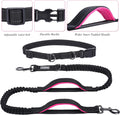 VIVAGLORY Hands Free Dog Leash Bungee Waist Leash for Dog, S, Black/Pink2