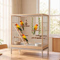 3 Pcs 2 Sizes Bird Ladder, 5/6-Step Wooden Cage Ladder with Swing