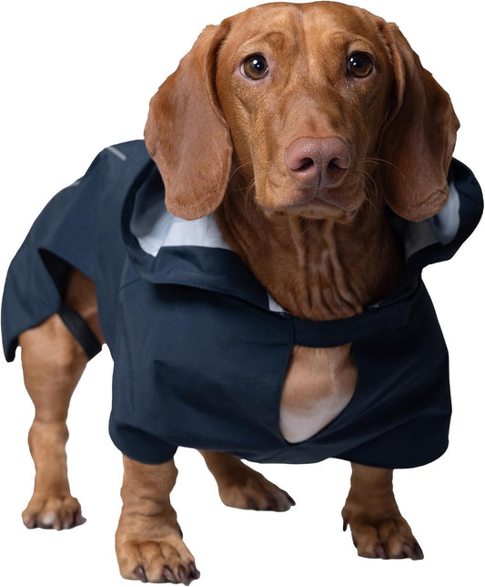 Weatherman Dog Raincoat – Adjustable, Fits All Breeds, Size L (Navy)